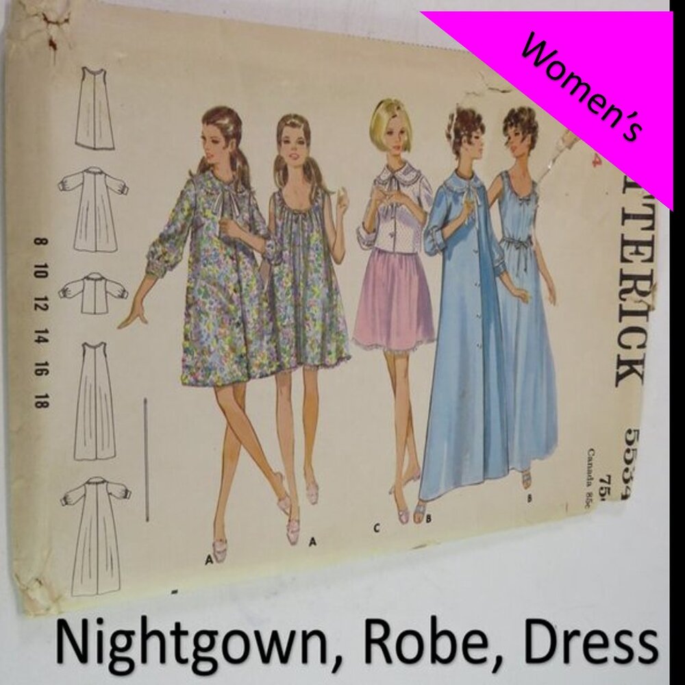 Butterick 5534 sewing pattern nightgown, robe, jacket, Dress